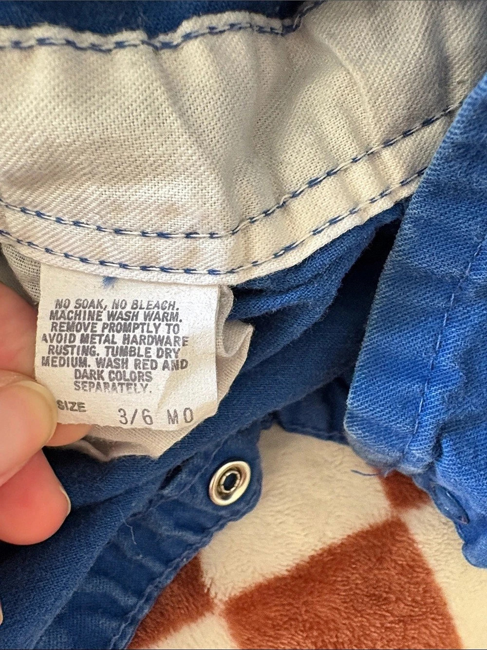 OshKosh B'Gosh Vintage Bib Overalls Blue Baby 3/6M Cotton Overalls - Picture 6 of 7